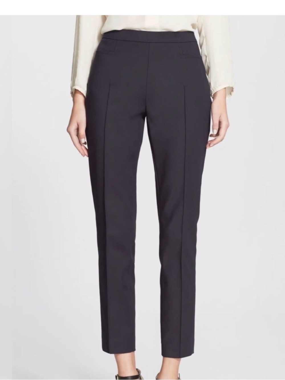 Akris Punto Franca Slim Ankle Cotton Techno Stretch Pants Black Size 12